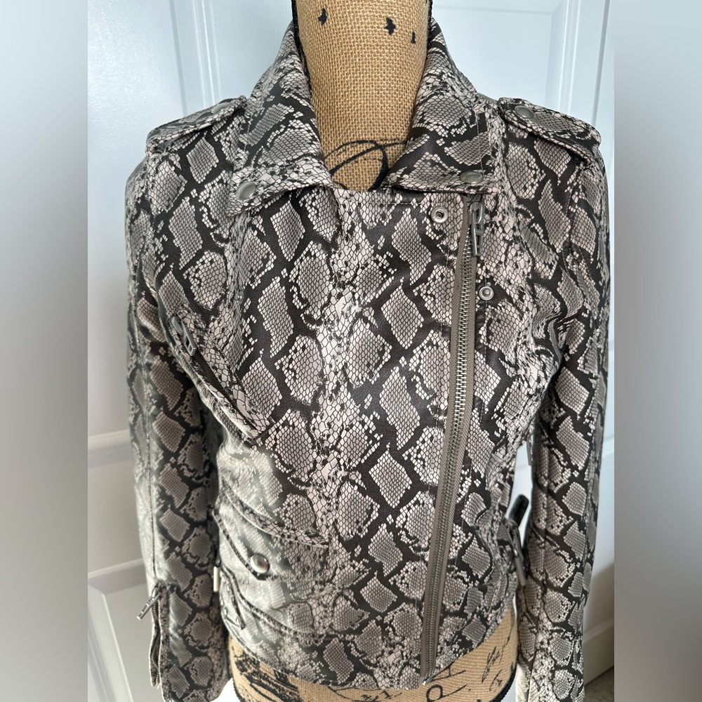 Blank NYC Snake-Print Faux Leather Moto Jacket